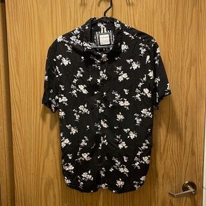 Black and white Denim & Flower button-up